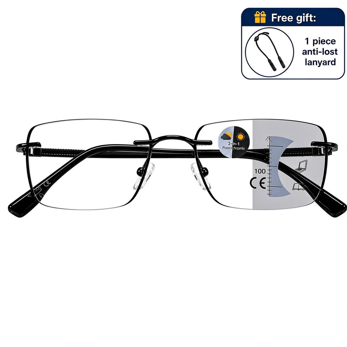 Unisex Progressive Multifocal Photochromic Reading Eyeglasses 🕶️