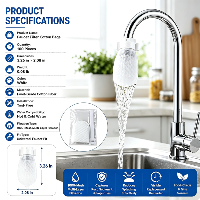 50 cotton filter bags disposable Cotton Faucet Filter Bags with 10 fastening straps💧
