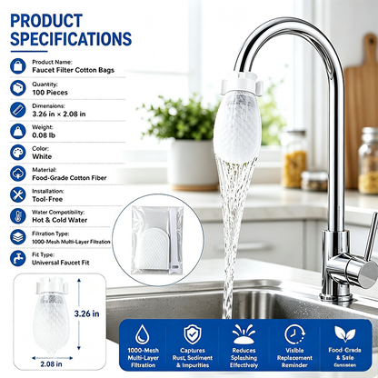 50 cotton filter bags disposable Cotton Faucet Filter Bags with 10 fastening straps💧