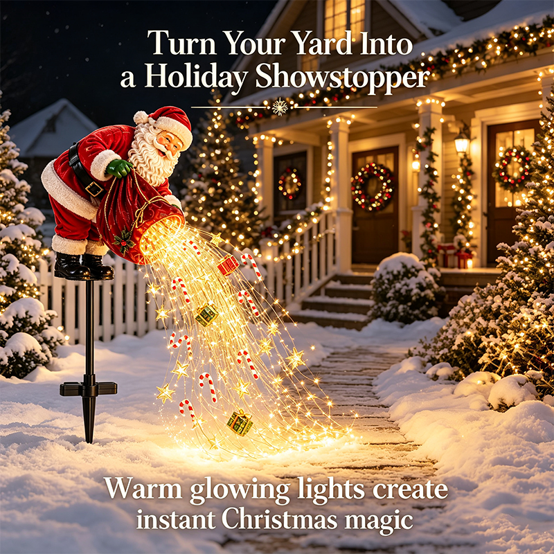 🎅 Snowman's  Magic Pour – Flowing LED Christmas Garden Light 🎁