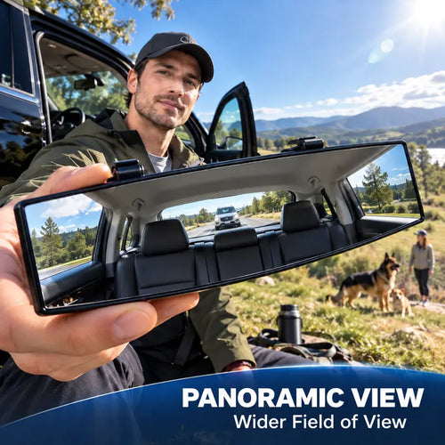 12-Inch HD Convex Panoramic Rearview Mirror, Clip-On Car Interior Mirror with Anti-Slip Clips 🚗