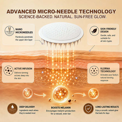 Sun-Free Micro-Needle Tanning Patches, Natural Even Bronze Tan, No Streaks & Orange Tone🧴