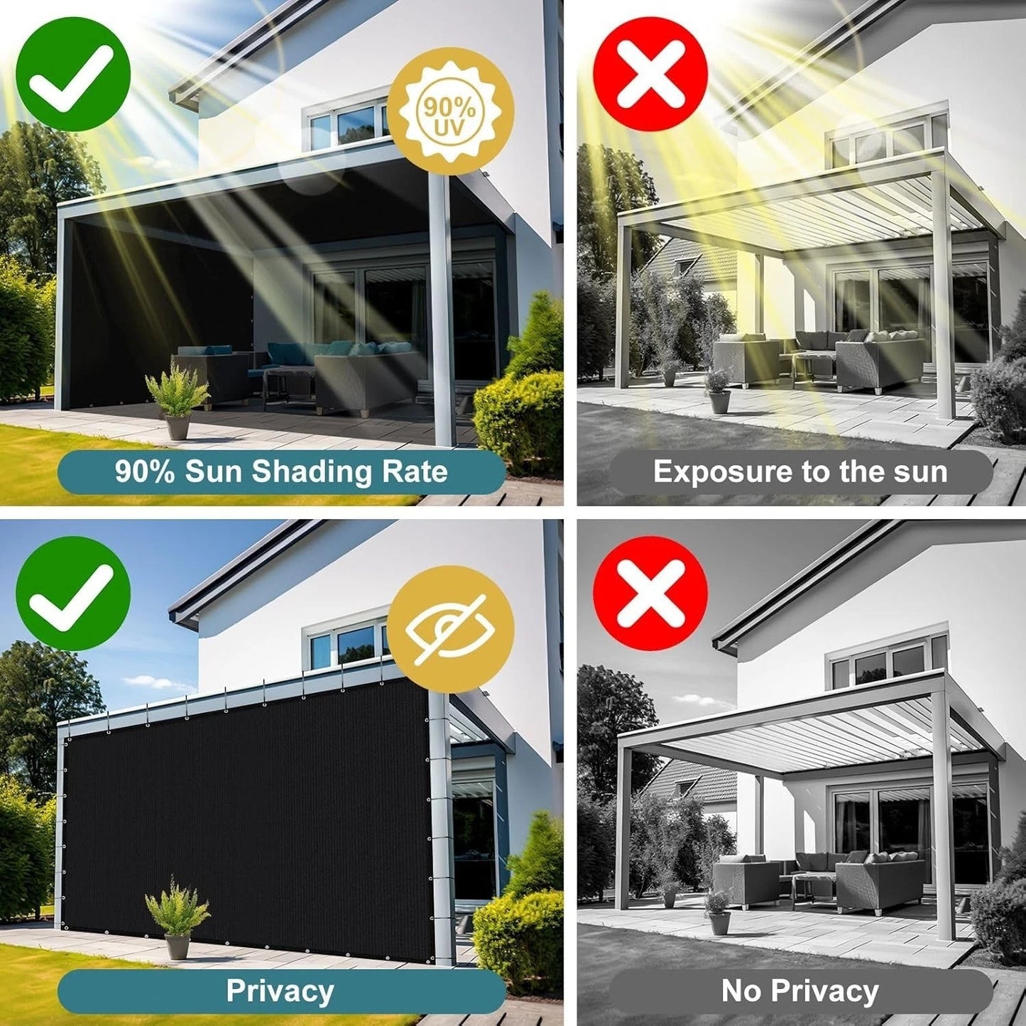 Black UV Resistant Sun Shade Net 10FTx13FT for Garden & Backyard🌳