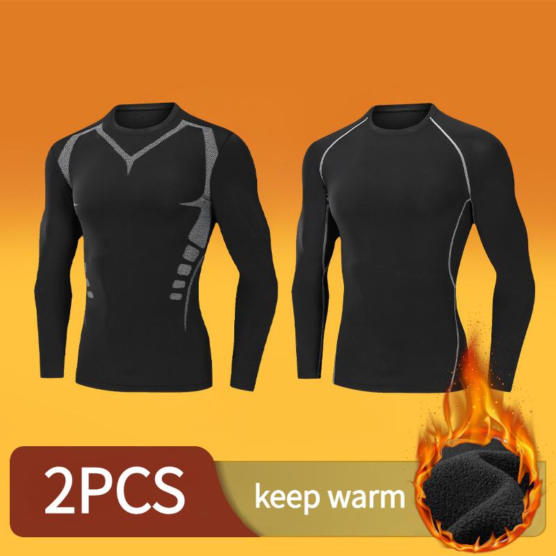 Men's Thermal Underwear Set - Long Sleeve T-Shirt & Pants with "WARM" Print 🔥