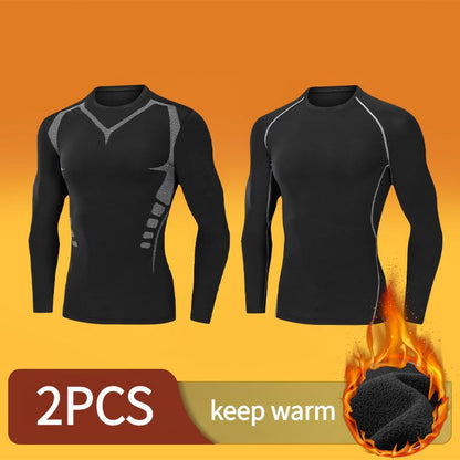 Men's Thermal Underwear Set - Long Sleeve T-Shirt & Pants with "WARM" Print 🔥