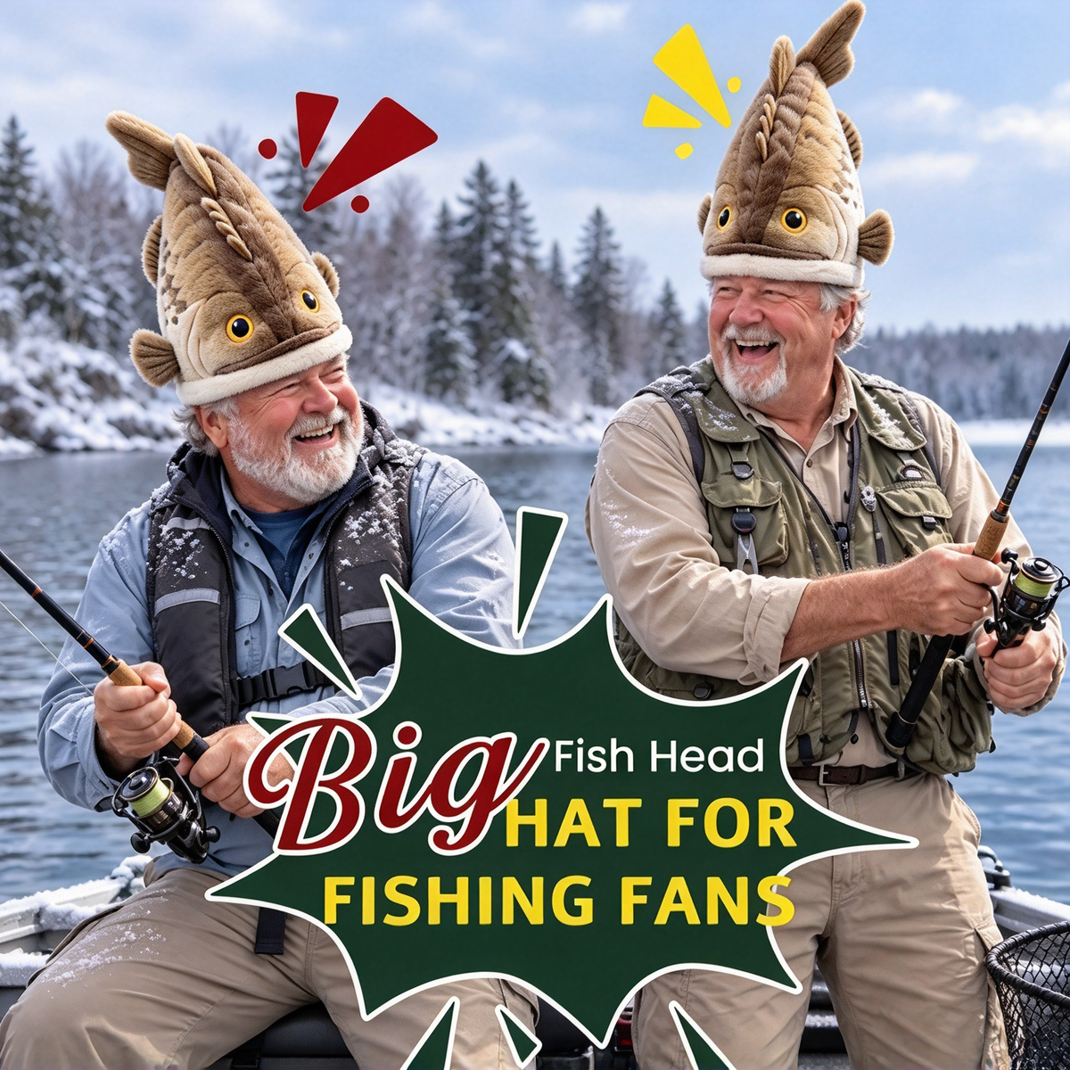 Bucketmouth Flapping Tail Plush Bass Fish Hat 🐟