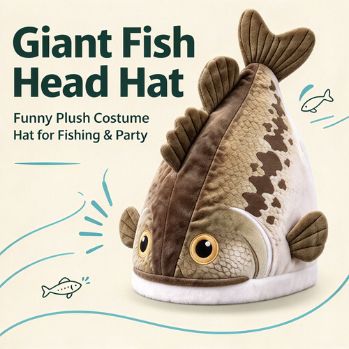 Bucketmouth Flapping Tail Plush Bass Fish Hat 🐟