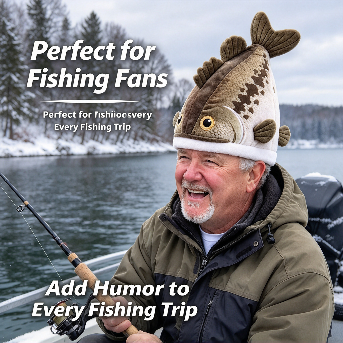 Bucketmouth Flapping Tail Plush Bass Fish Hat 🐟