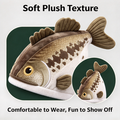 Bucketmouth Flapping Tail Plush Bass Fish Hat 🐟