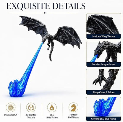 Dragon Flame Book Nook with Light | 3D Printed Mystical Dragon Bookshelf Decor🐉