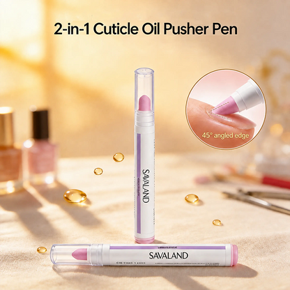 2PCS 2‑In‑1 Cuticle Remover Pen, Ceramic 45° Tip With Lemon Oil 💅