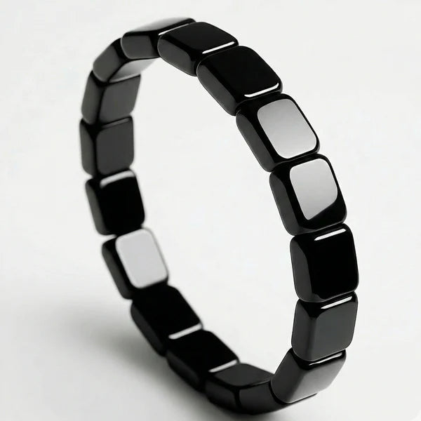 Hematite Beaded Bracelet, Unisex Magnetic Stone Jewelry