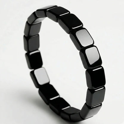 Hematite Beaded Bracelet, Unisex Magnetic Stone Jewelry