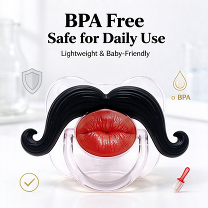 💋 Kissable Mustache Pacifier – Funny Lips & Mustache Novelty Design👶
