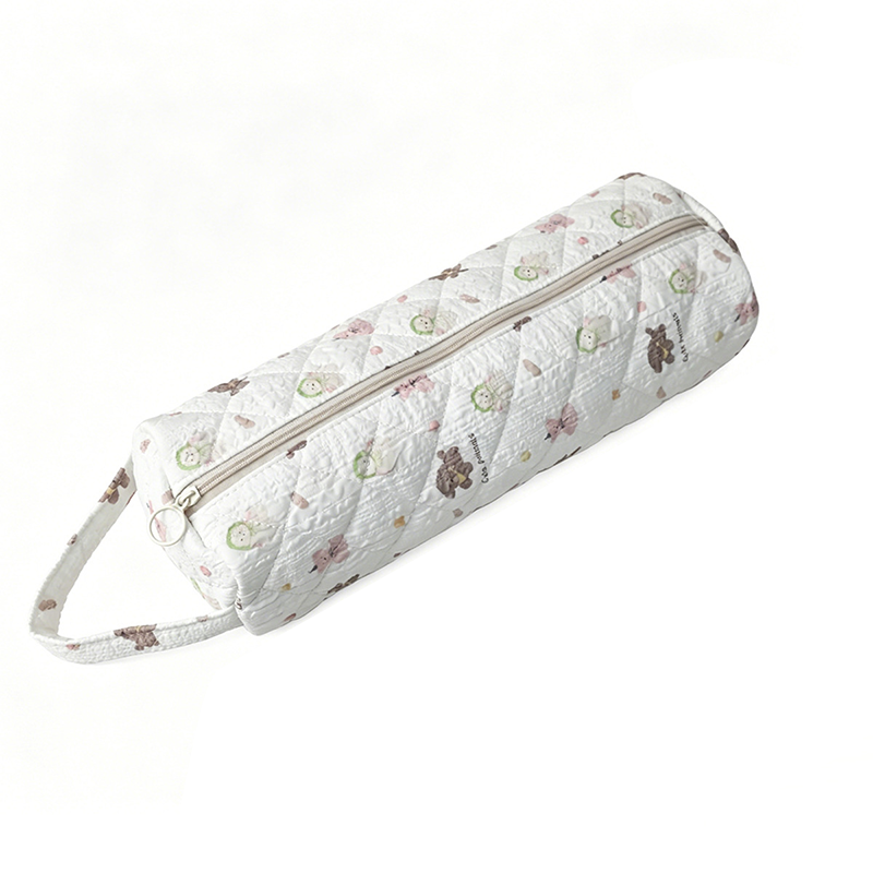 Quilted Multi‑Purpose Storage Bag, Portable Zipper Cosmetic Makeup Pouch with Handle 🧳