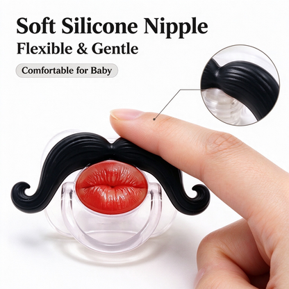 💋 Kissable Mustache Pacifier – Funny Lips & Mustache Novelty Design👶