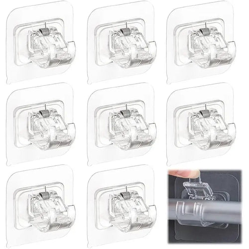8 Pack Clear Curtain Rod Brackets with Clips, Invisible Transparent Drapery Hook Holders