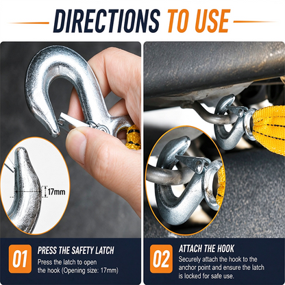Car Tow Strap - 4m Length, 5-Ton Double-Layer Thick Off-Road Towing Recovery Strap 🚙