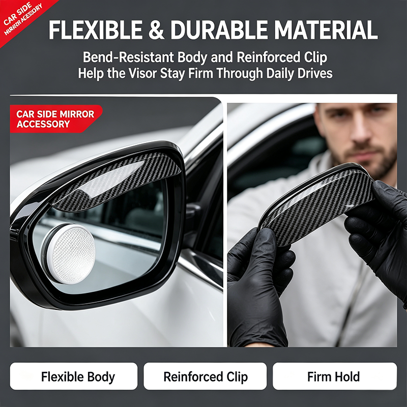 One Pair Snap-On Mirror Rain Visor Eyebrows, Waterproof Carbon Fiber Auto Exterior🚙