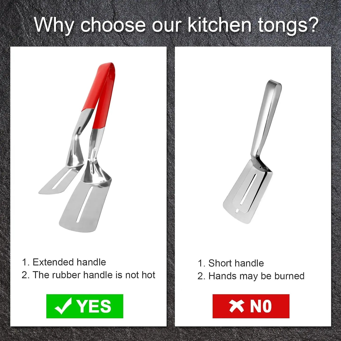 Stainless Steel Grill Clamp Spatula, Anti‑Scald Extended Handle Spatula Tongs 🍳