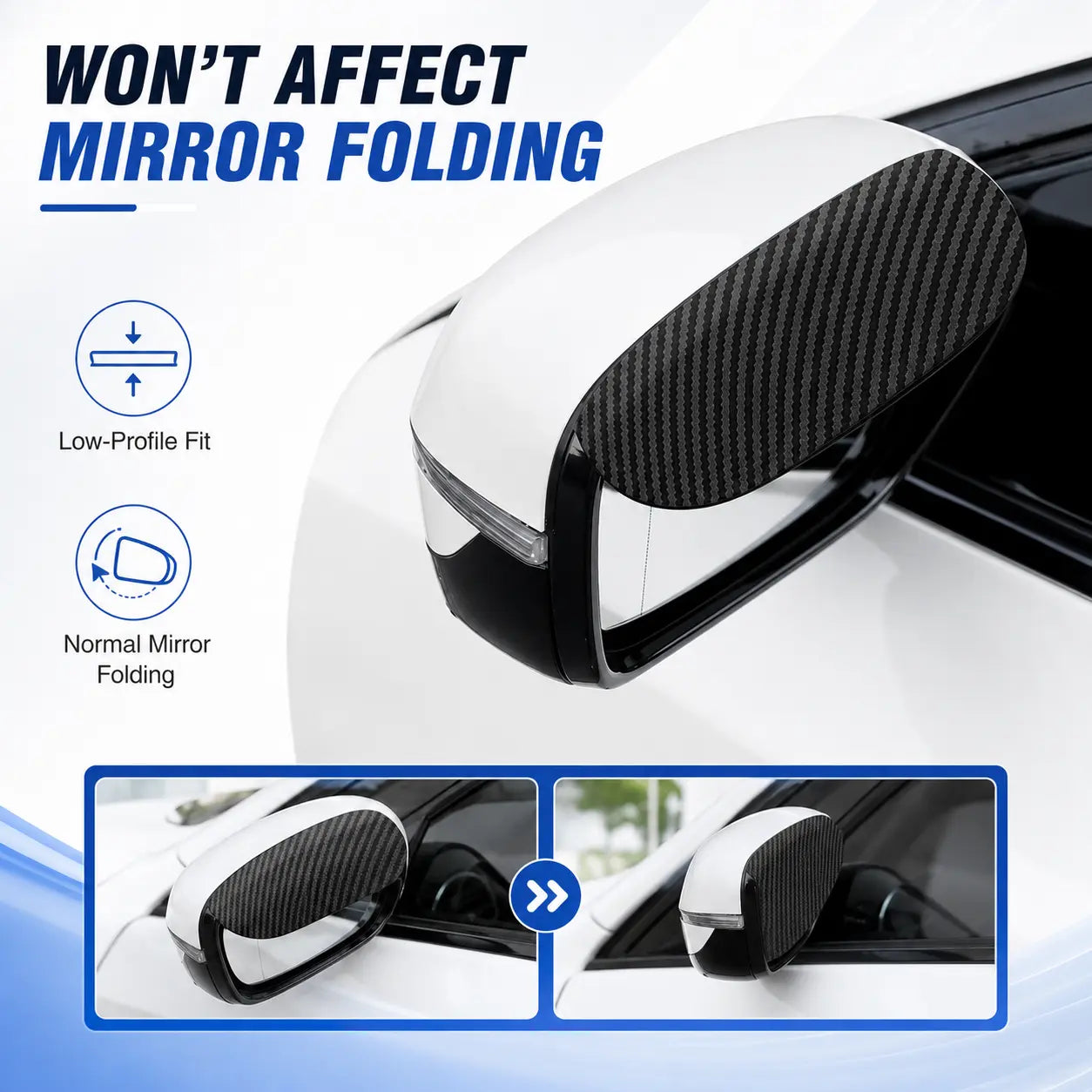 2PCS Car Side Mirror Rain Guards - Carbon Look ABS Visor Covers with Adhesive Tape 🚗