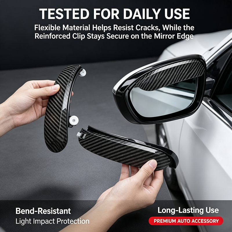 One Pair Snap-On Mirror Rain Visor Eyebrows, Waterproof Carbon Fiber Auto Exterior🚙