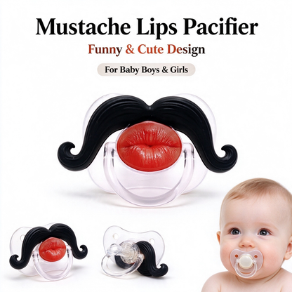 💋 Kissable Mustache Pacifier – Funny Lips & Mustache Novelty Design👶