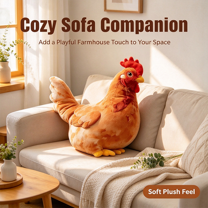 Chicken-Shaped Plush Pillow - Cute Hen Stuffed Animal, Realistic Look Home Decorative Cushion 🐔