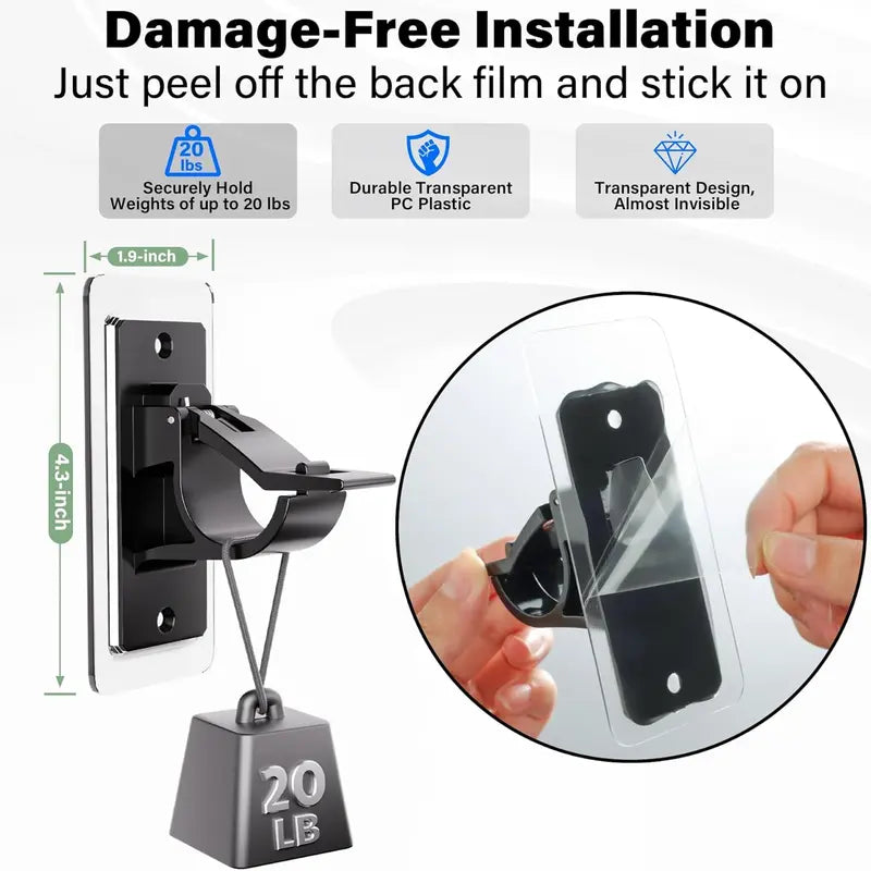 2-Pack No-Drill Curtain Rod Brackets, Self-Adhesive Multifunctional Acrylic Gel Rod Holder Hooks 🪝