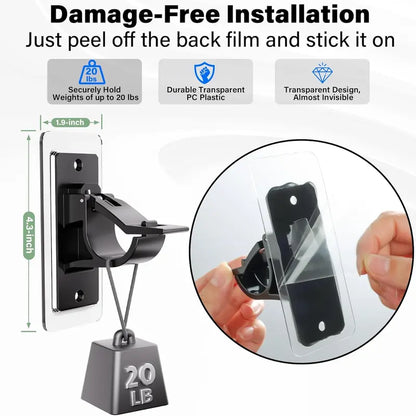 2-Pack No-Drill Curtain Rod Brackets, Self-Adhesive Multifunctional Acrylic Gel Rod Holder Hooks 🪝