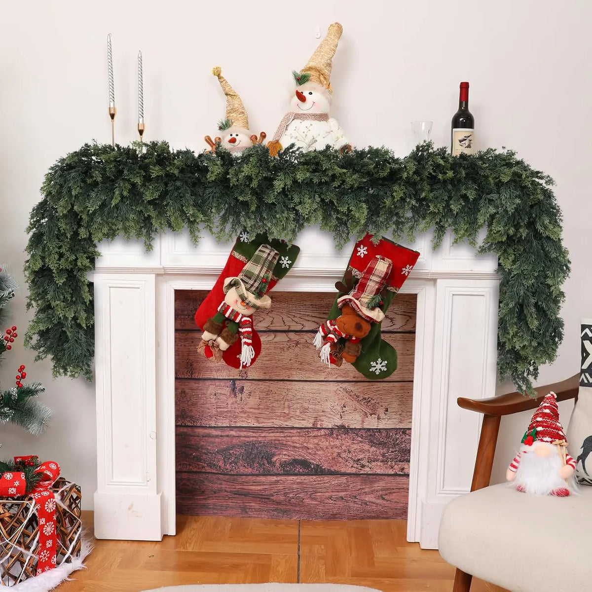 6 FT 2 Pcs Artificial Cedar Garlands, Real Touch Winter Cedar Garland🌲