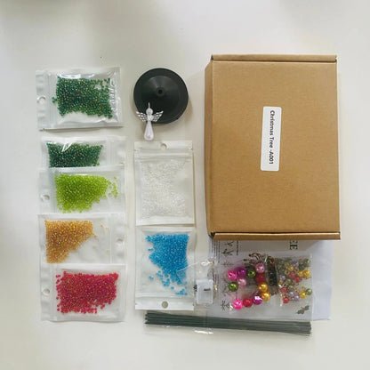 DIY Beaded Christmas Tree Kit, Hand‑Made Mini Crystal Bead Xmas Tree Craft Set 🎄