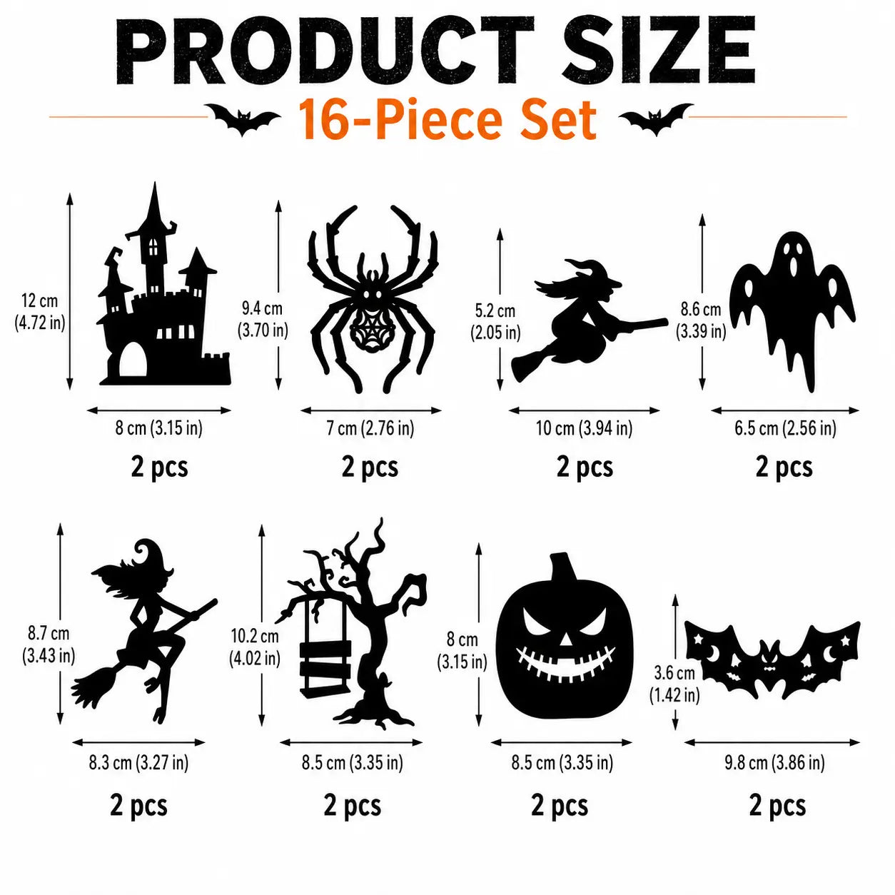 Halloween LED Silhouette Wall Light Stickers, Battery Powered Peel & Stick Decor Lights🎃