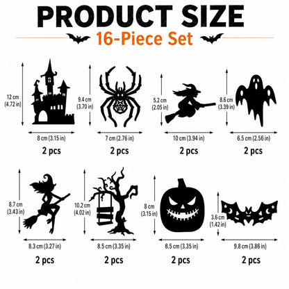 Halloween LED Silhouette Wall Light Stickers, Battery Powered Peel & Stick Decor Lights🎃