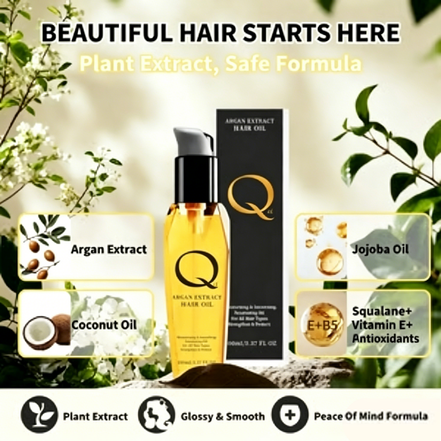 Moroccan Argan Coconut Hair Oil 100ml | Non-Greasy Reduce Hair Loss🌰