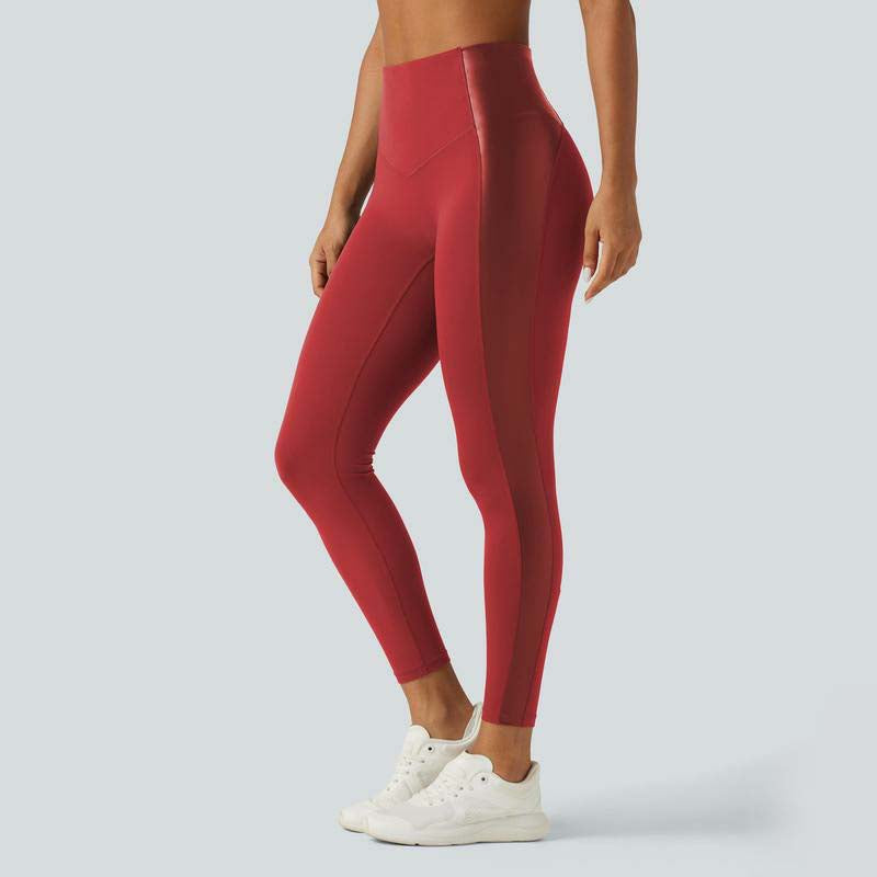 High Waisted Stretchy PU Tummy Control Yoga Leggings with Pocket 🧘