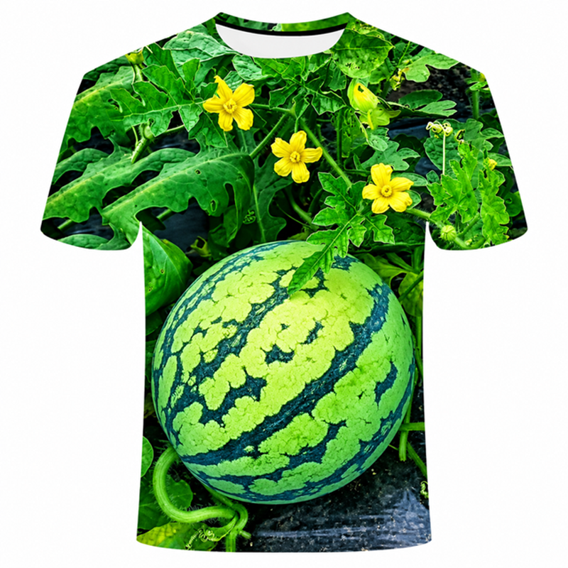 Funny Men's Watermelon Graphic T-Shirt, Fruit Print Summer Tee 🍉