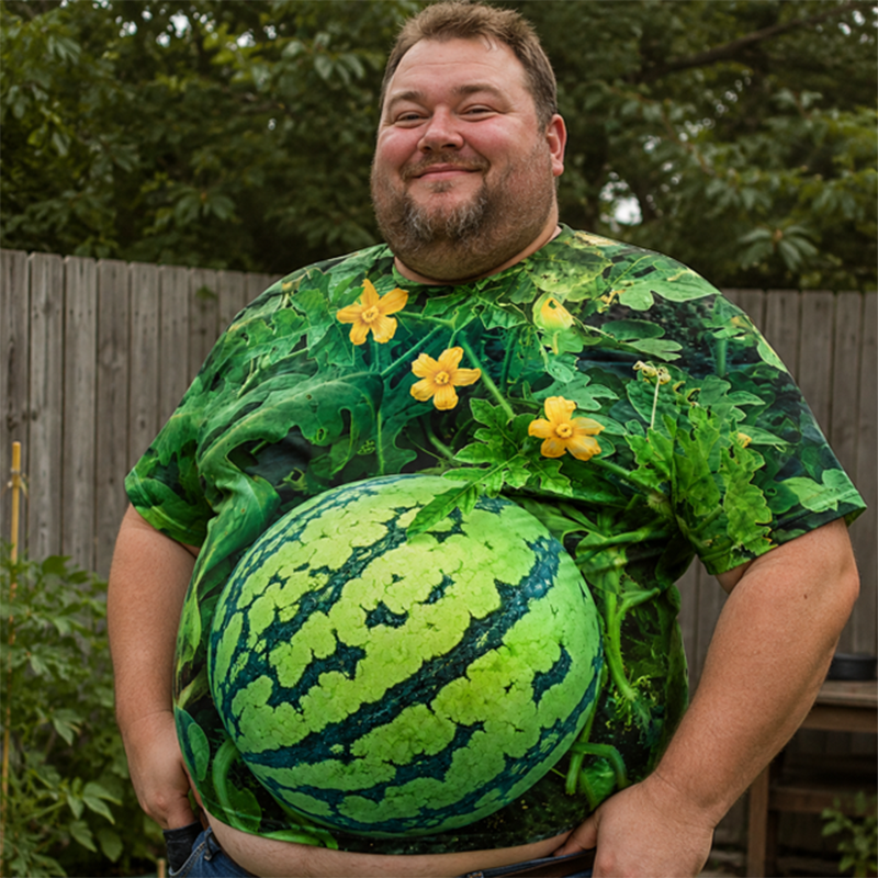 Funny Men's Watermelon Graphic T-Shirt, Fruit Print Summer Tee 🍉