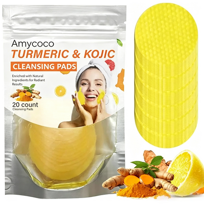 Turmeric & Kojic Acid Cleansing Pads, Gentle Deep Clean Soft Texture Facial Skincare Pads 20pcs🍯