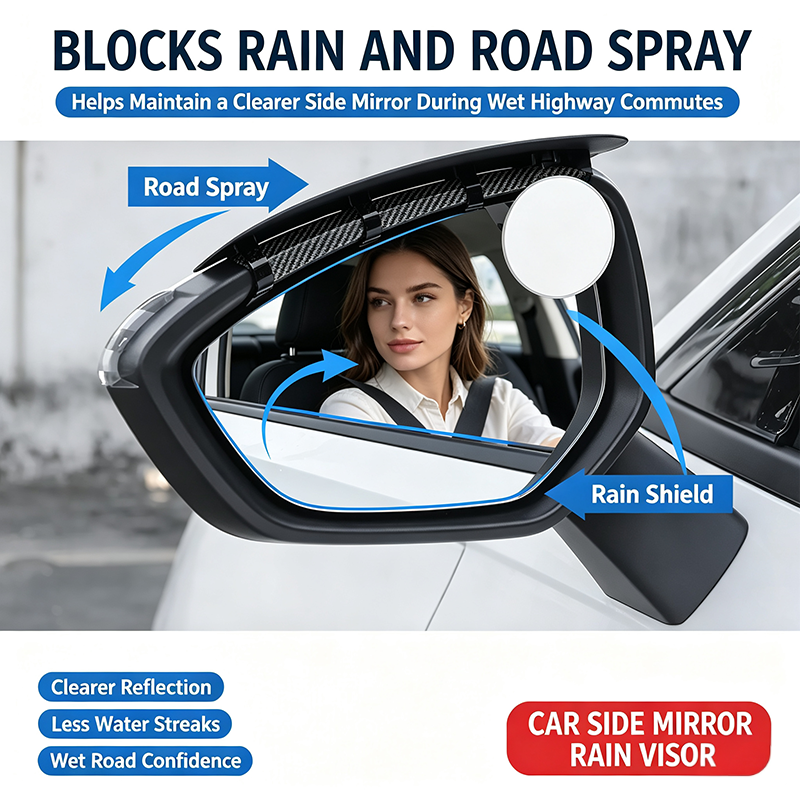 One Pair Snap-On Mirror Rain Visor Eyebrows, Waterproof Carbon Fiber Auto Exterior🚙