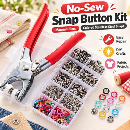 Seamless Stitching Sewing Kit-100Pcs Invisible Colored Metal Buckle & Manual Pressure Pliers 🔧
