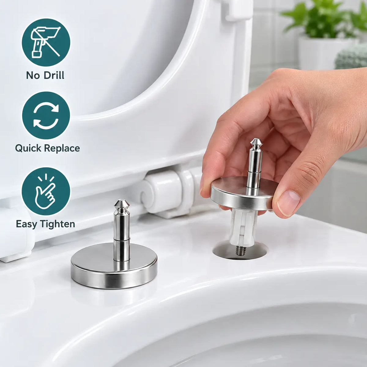 2 Counts Universal Toilet Seat Expansion Screw Bolts, Thickened Stainless Steel 🔩