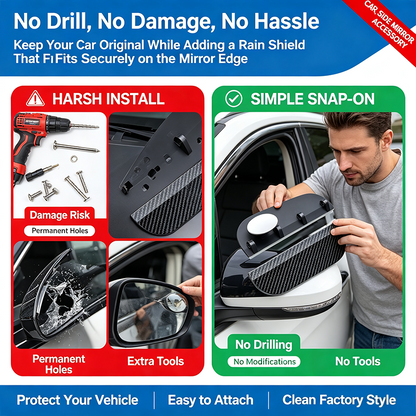 One Pair Snap-On Mirror Rain Visor Eyebrows, Waterproof Carbon Fiber Auto Exterior🚙