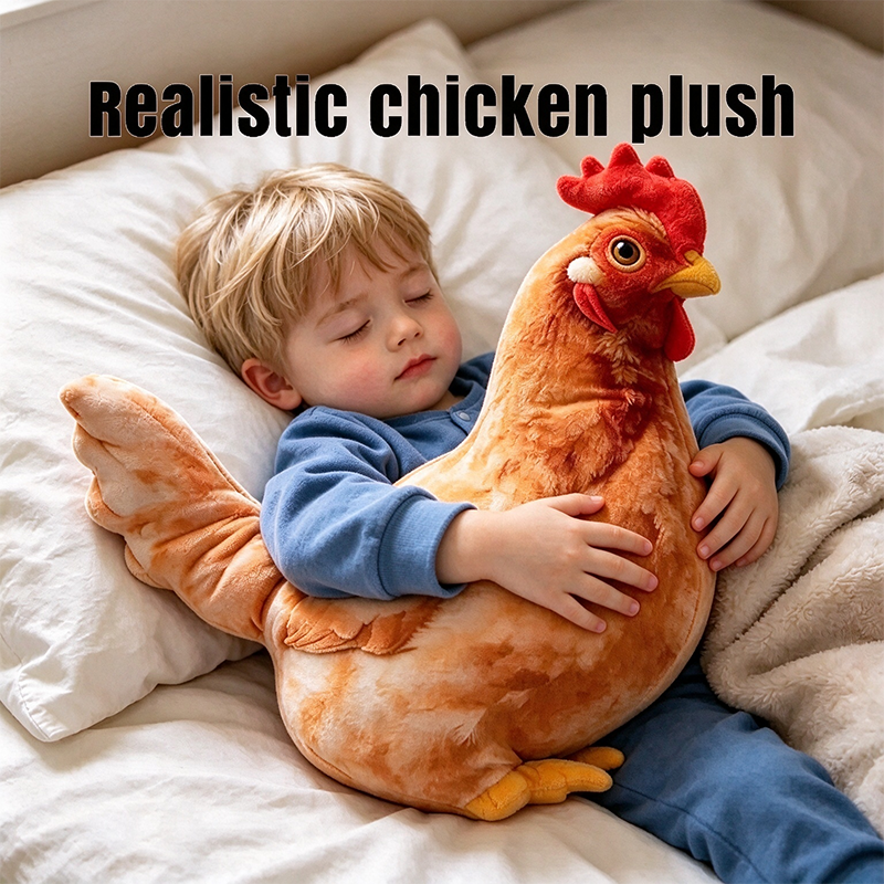 Chicken-Shaped Plush Pillow - Cute Hen Stuffed Animal, Realistic Look Home Decorative Cushion 🐔