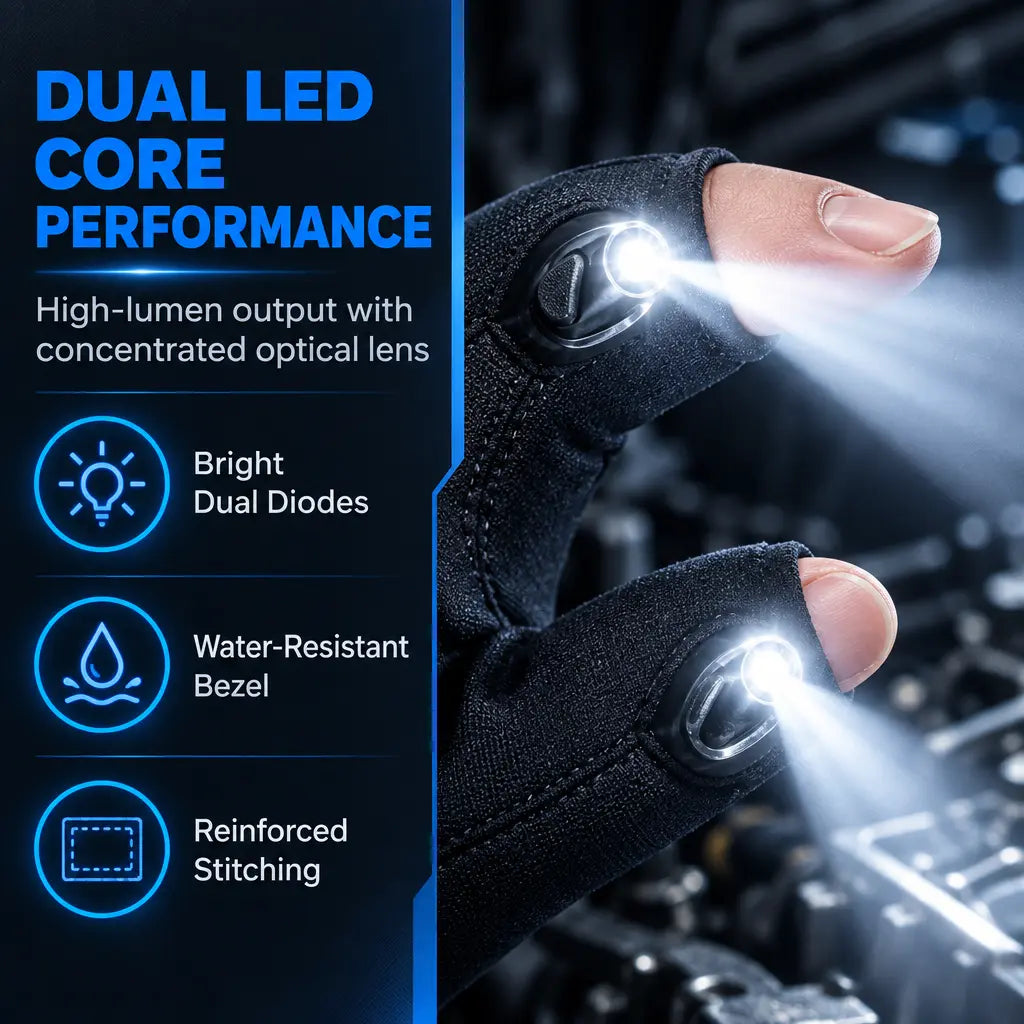 LED Finger Flashlight Gloves, Hands-Free LED Light Gloves for Fishing 🎣