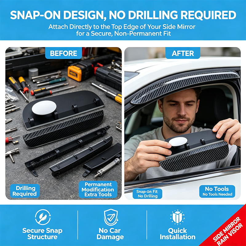 One Pair Snap-On Mirror Rain Visor Eyebrows, Waterproof Carbon Fiber Auto Exterior🚙