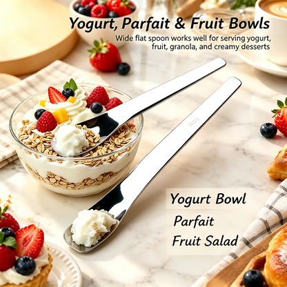 316L Stainless Steel Dessert Spade Spoon, Mirror Polished Thick Multi‑Purpose Spoon🥄