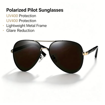 Polarized Pilot Sunglasses UV400 Protection Light Metal Frame Anti Glare Driving Outdoor Shades🕶️