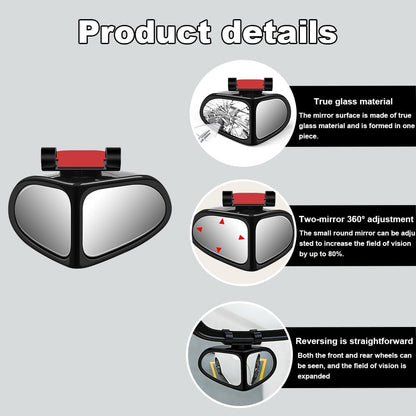 360° Rotatable Dual‑Lens Real Glass Car Blind Spot Mirror🚗🔍