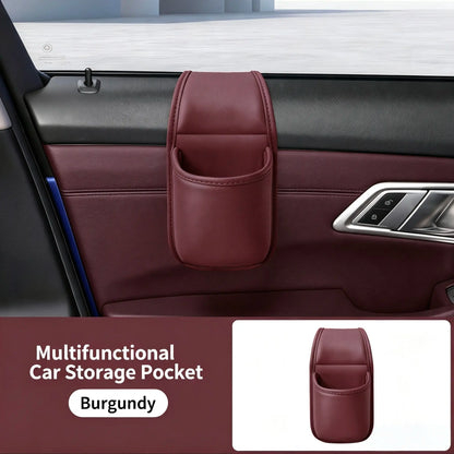 Leather Car Door Storage Pocket - Double‑Layer Compartments🚘